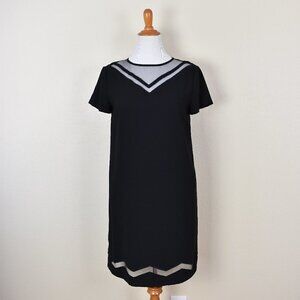 Tahari Arthur S. Levine Mesh Stripe Cut Out Black Dress 10